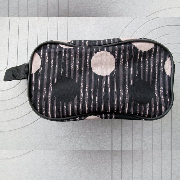 Toiletry bag small travel cosmetic TAG Brand bag Gray & Black zippered polka dot - Picture 4 of 5